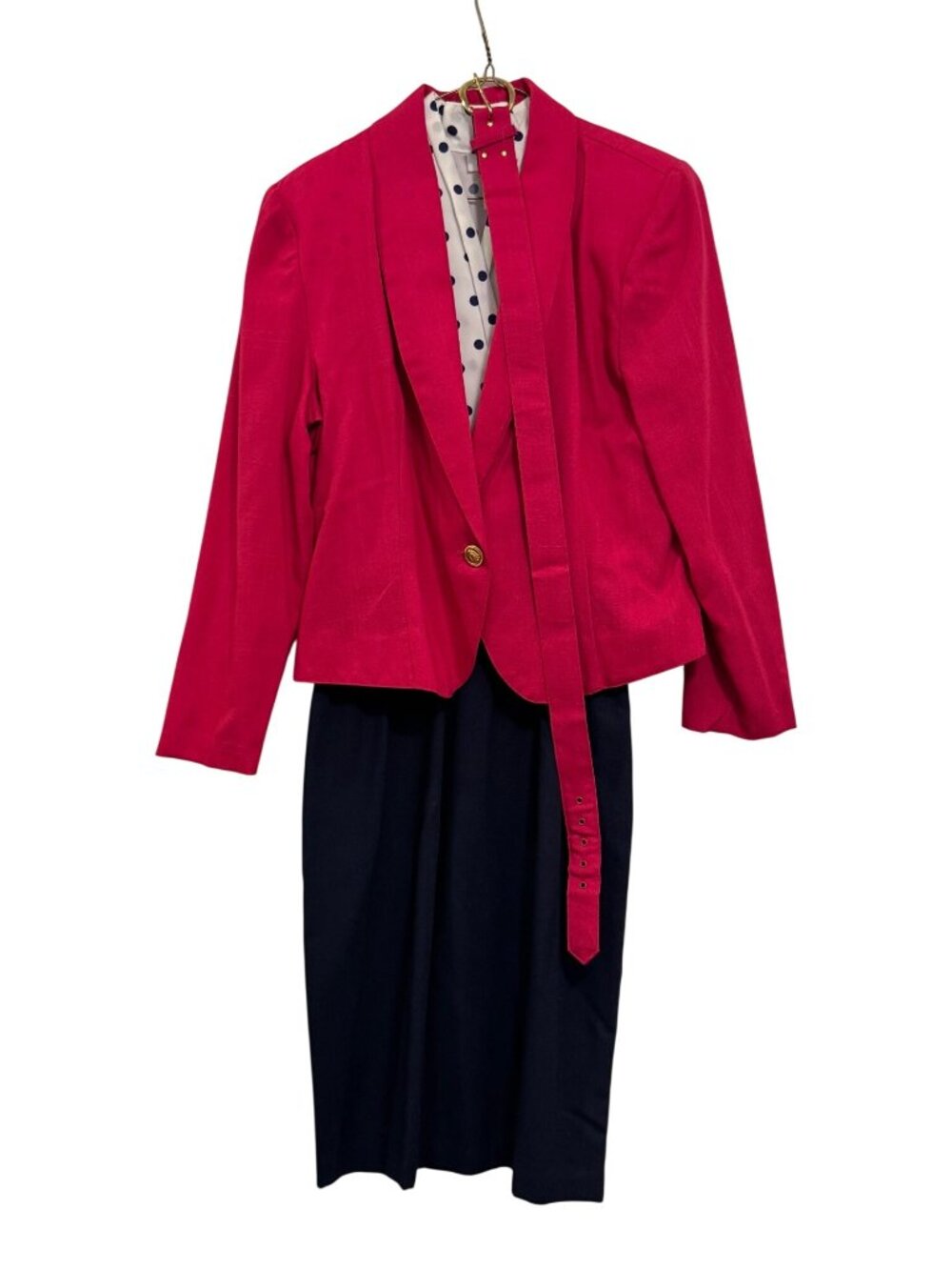 vintage Peri Petites Womens 3-Piece Suit Blouse Size 12 Made In USA